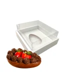 Caixa Branca para Ovo de Colher (150g/250g) com Tampa Acetato – 20x16x5cm